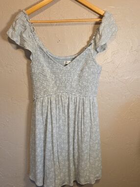 Hollister Light Green Smocked Dress With Built In Shorts Suze Med